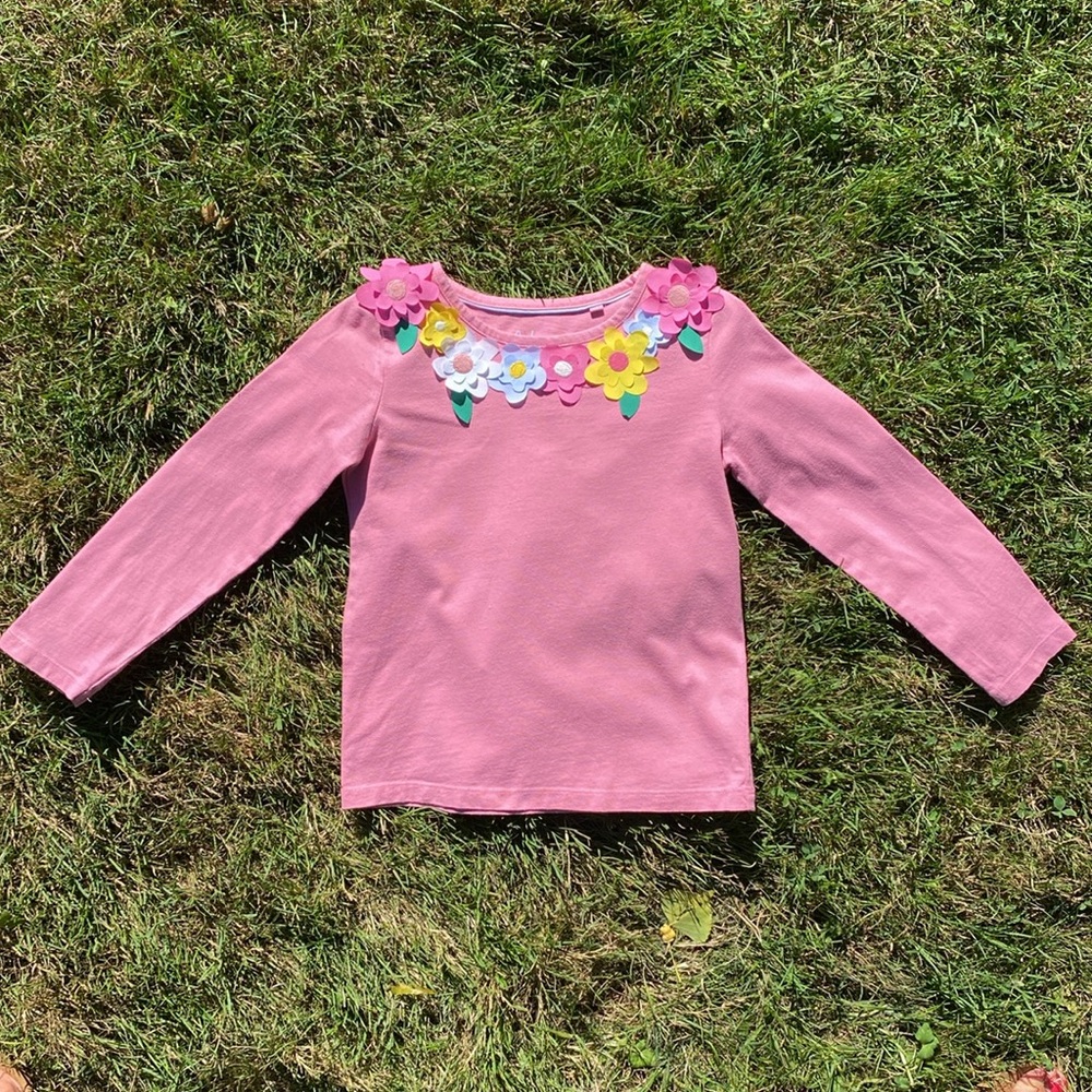 Mini Boden Girls Flutter Long Sleeve - Flowers (Size 5-6Y)
